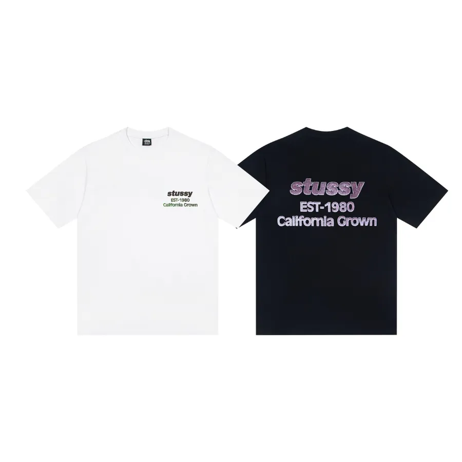 SS25 California Grown Tee Gradient Dye Logo Print Round Neck Short Sleeve T Shirt