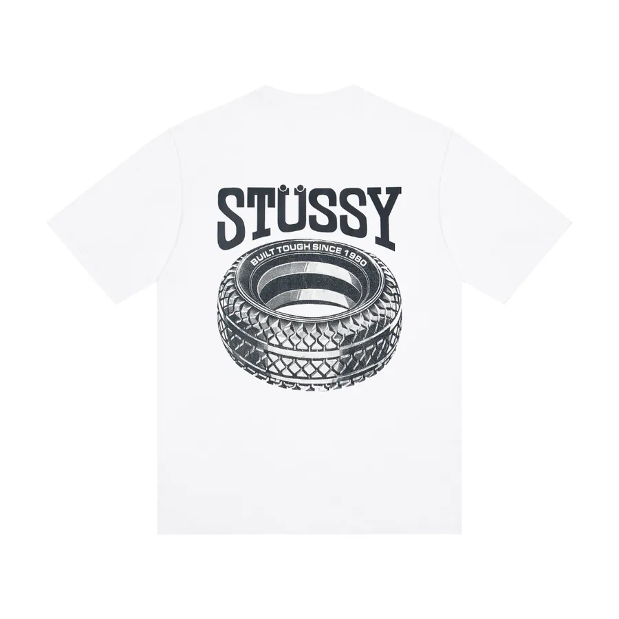 Stussy SS25 Tire Logo Print Round Neck T Shirt