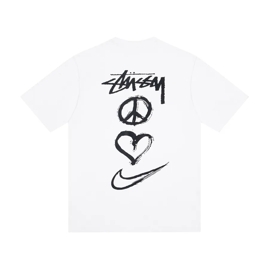 Stu X Chenxing Summer Collection Retro Heart Letter Logo Print Round Neck T Shirt