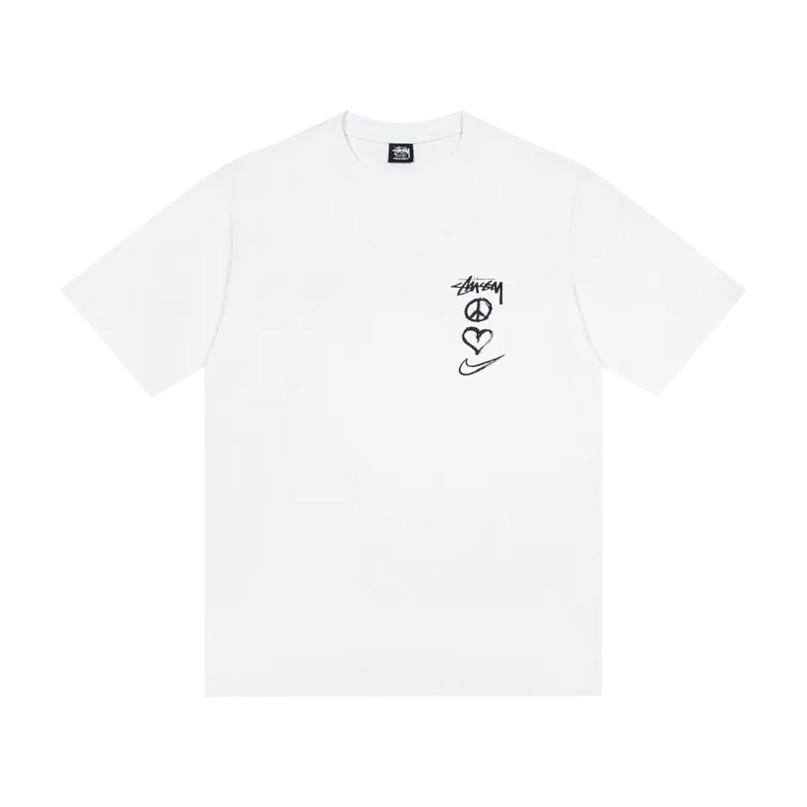 Stu X Chenxing Summer Collection Retro Heart Letter Logo Print Round Neck T Shirt