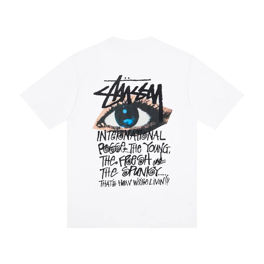 Stussy Ocular Tee Eye Lettering Print Round Neck Short Sleeve T Shirt