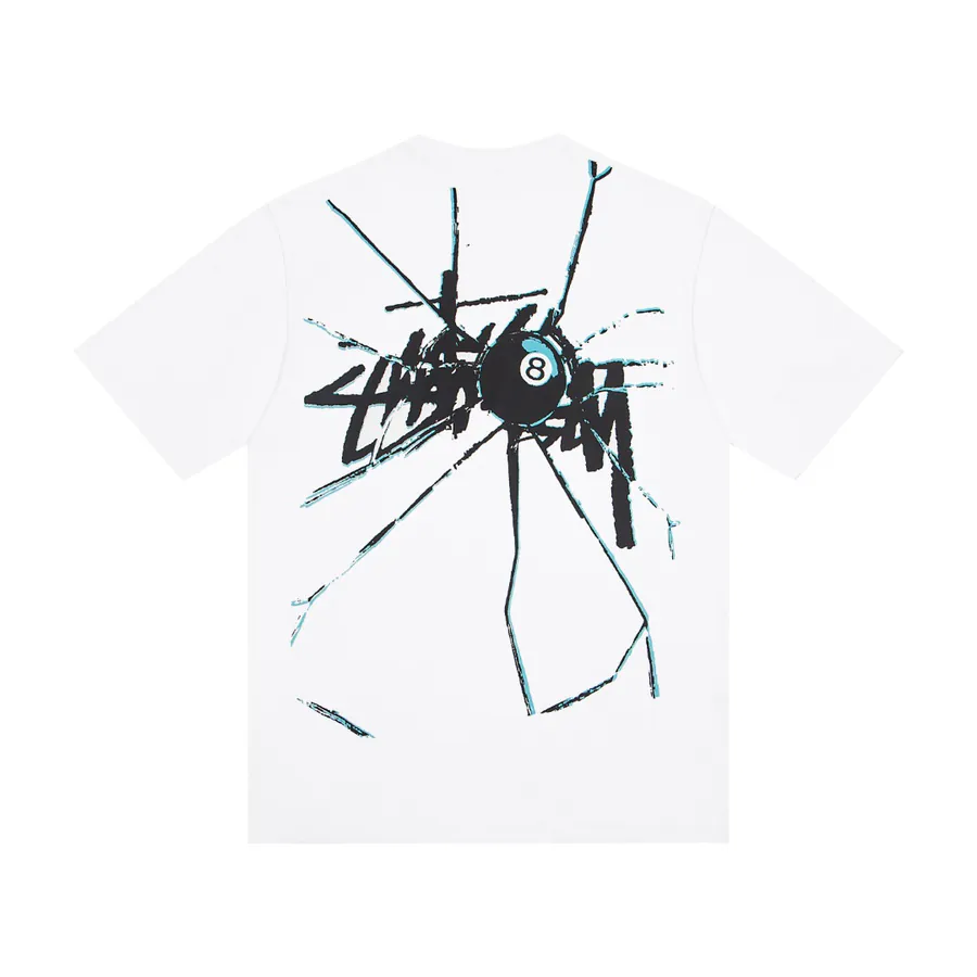 Stussy 8 Ball Shattered Tee Black and White