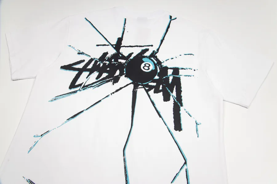 Stussy 8 Ball Shattered Tee Black and White