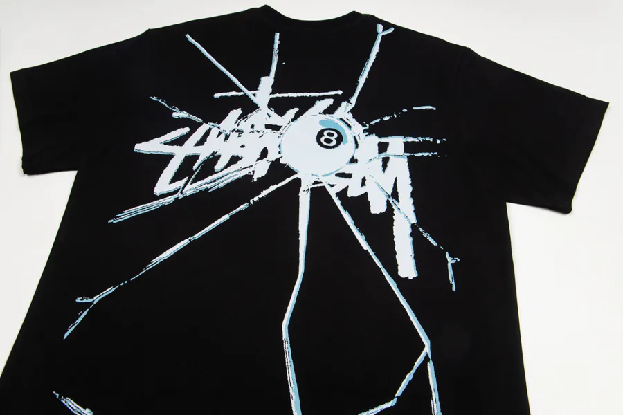 Stussy 8 Ball Shattered Tee Black and White