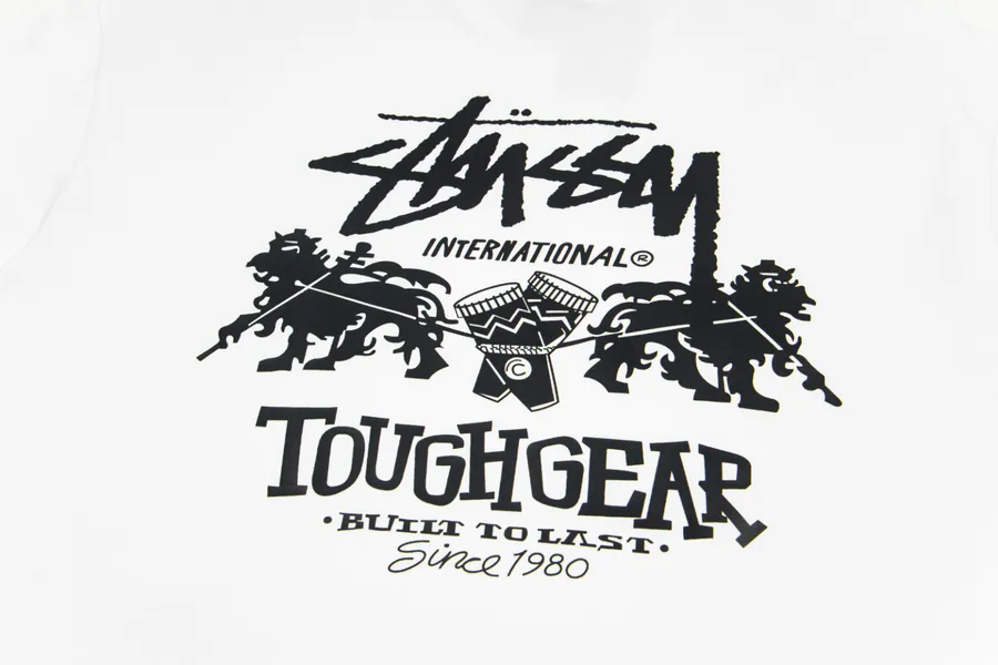 Stussy Tough Gear International Tee with Double Lion Print