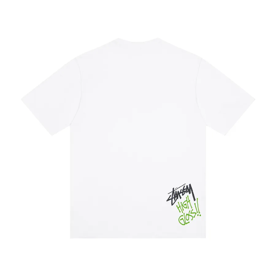 Stussy Hand Painted Spray Can Print Round Neck T Shirt
