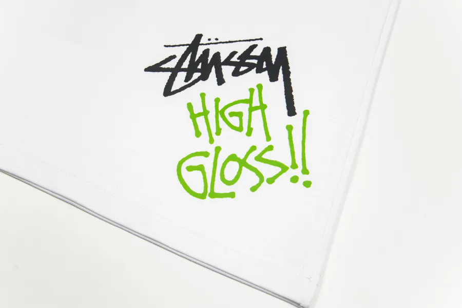 Stussy Hand Painted Spray Can Print Round Neck T Shirt