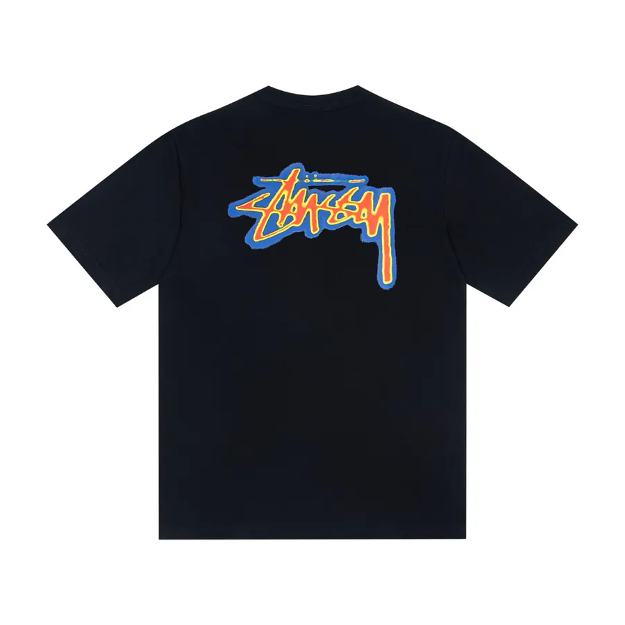 Stussy Logo Print Round Neck T Shirt