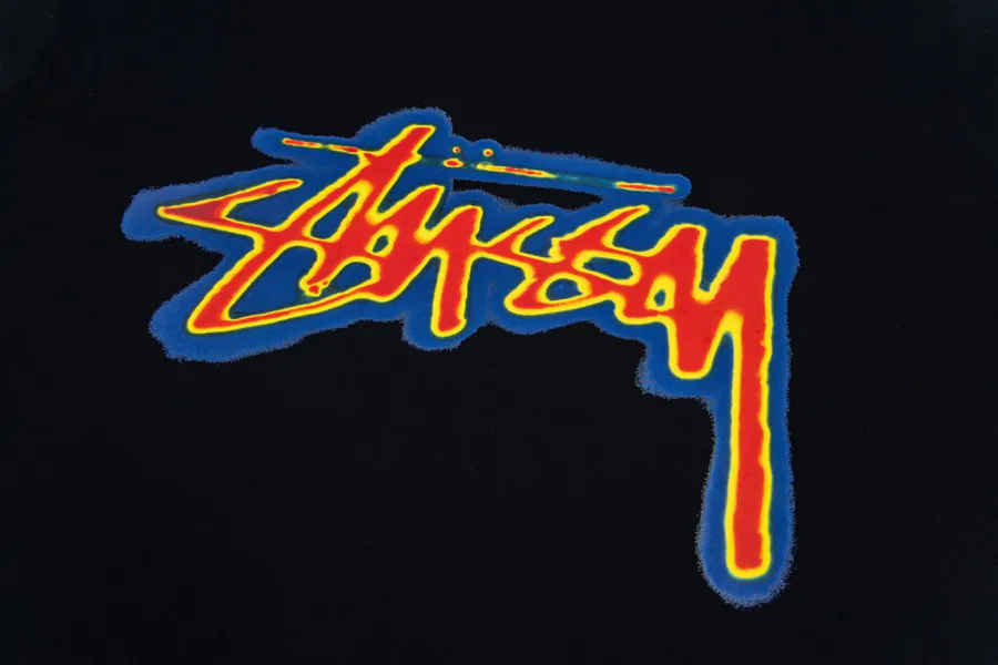 Stussy Logo Print Round Neck T Shirt
