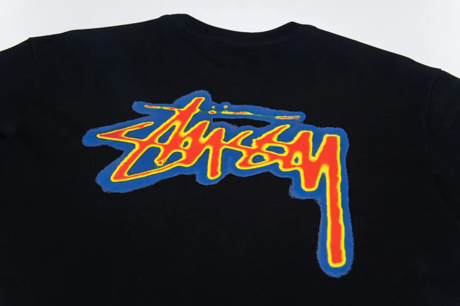 Stussy Logo Print Round Neck T Shirt