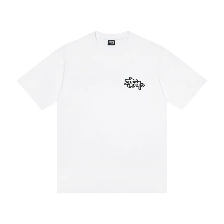 Stussy Classic Front and Back Logo Print Round Neck Short Sleeve T Shirt