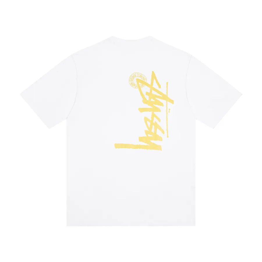 Stussy Round Neck T Shirt with Brand Logo Print Unisex