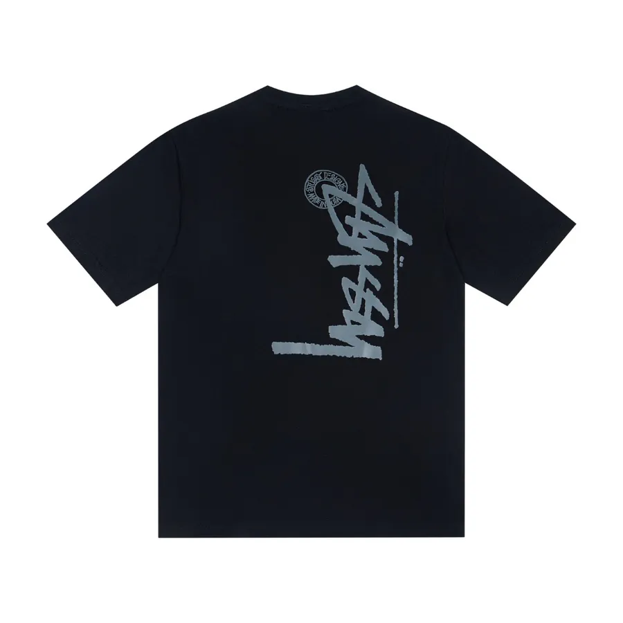 Stussy Brand Logo Print Round Neck Short Sleeve T Shirt