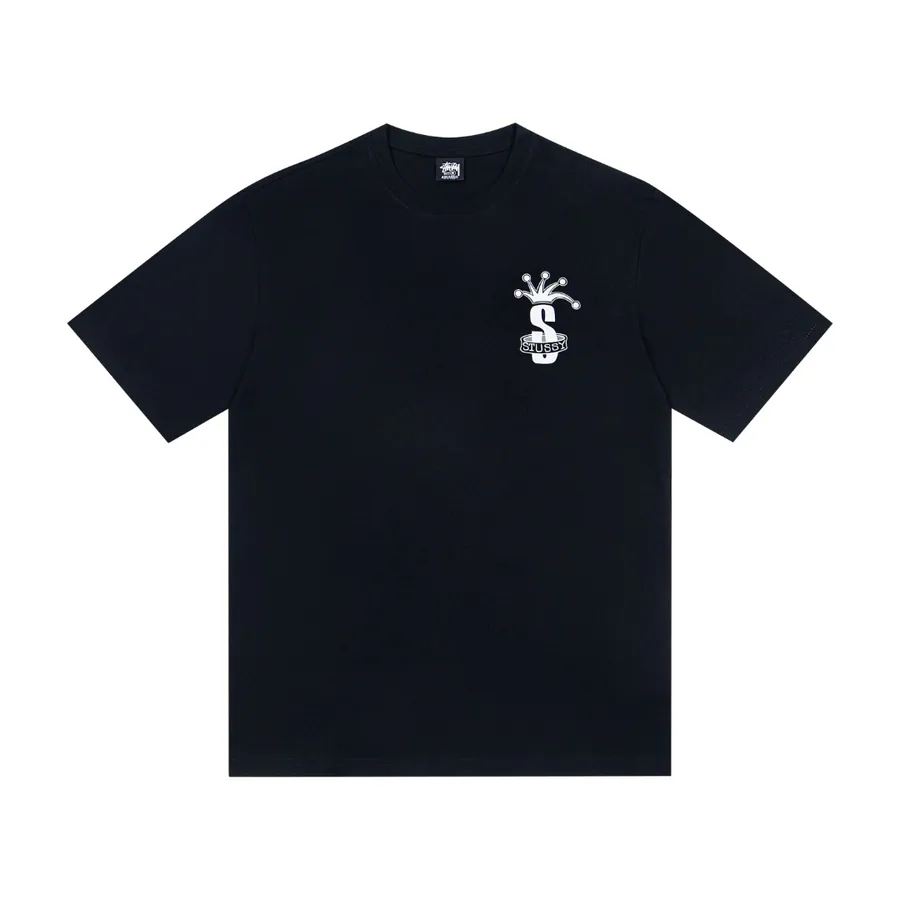 Stussy Crown Pattern Letter Print Round Neck Short Sleeve T Shirt