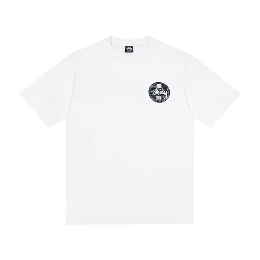 Stussy Round Ticket Print Round Neck Short Sleeve T Shirt Unisex