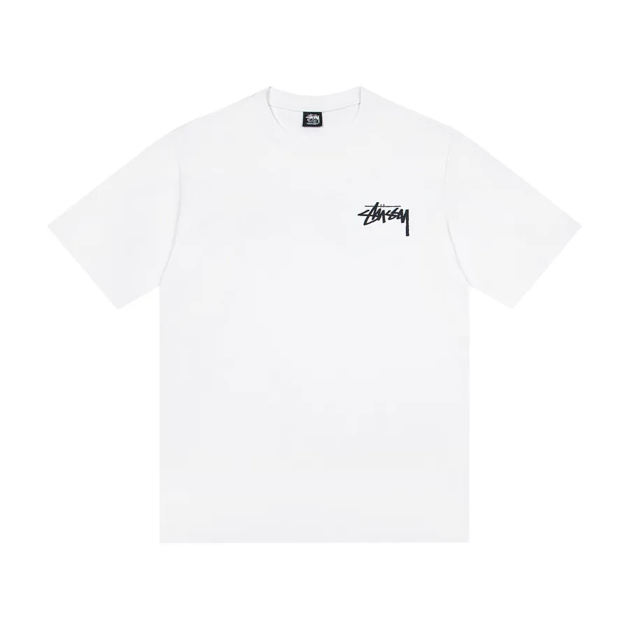 Stussy Poker Print Round Neck Short Sleeve T Shirt for Men and Women