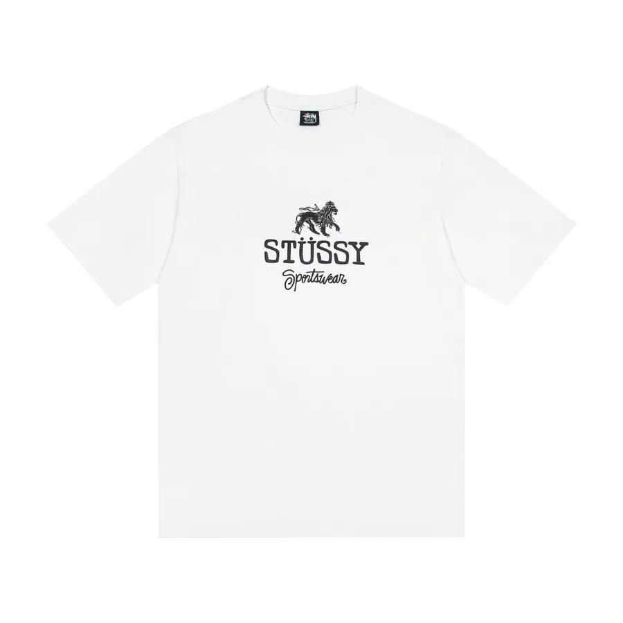 Stussy Logo Print Round Neck Short Sleeve T Shirt Unisex