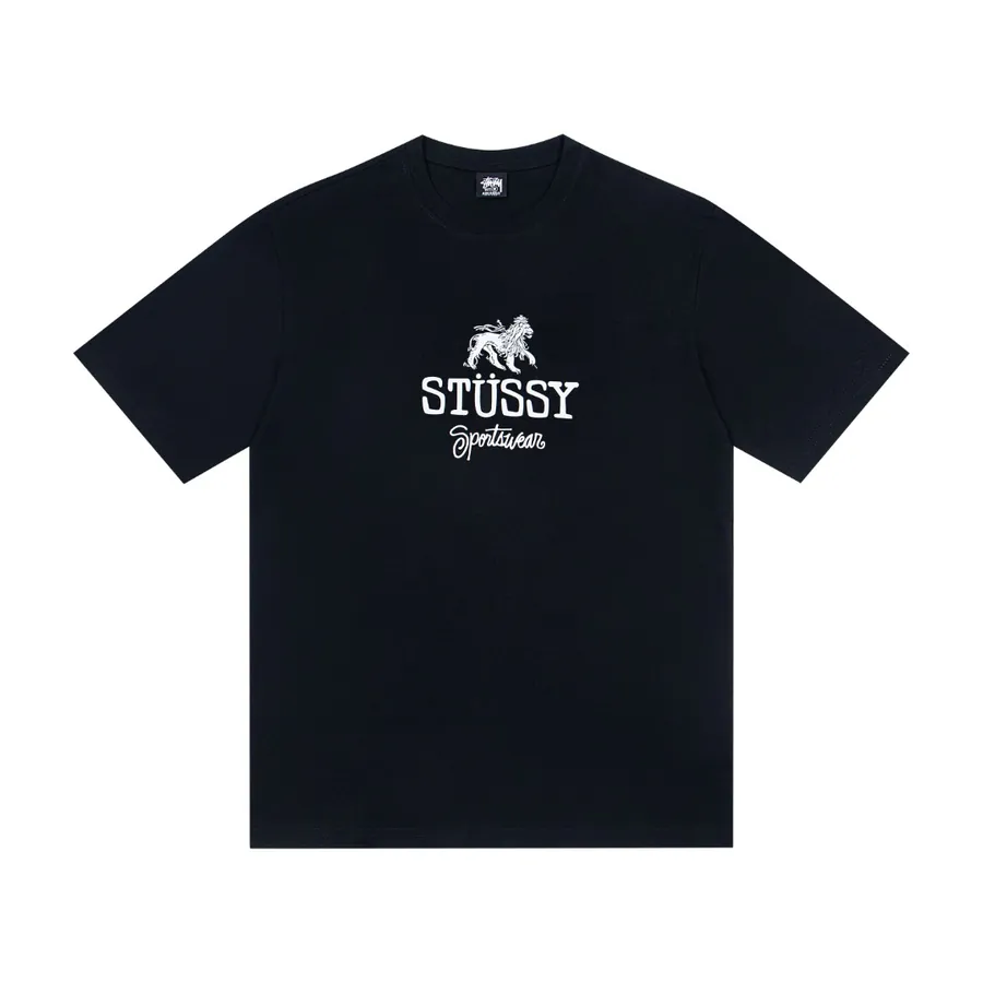 Stussy Logo Print Round Neck Short Sleeve T Shirt Unisex