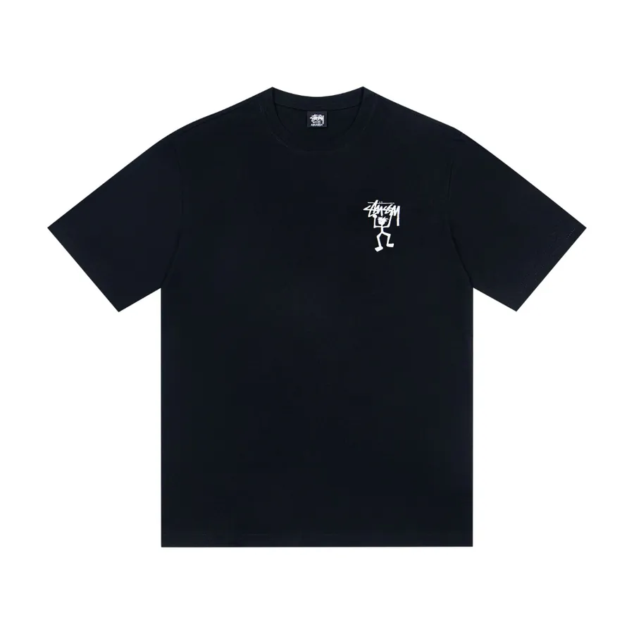 Stussy Alpina Dancing Cartoon Print Round Neck Short Sleeve T Shirt