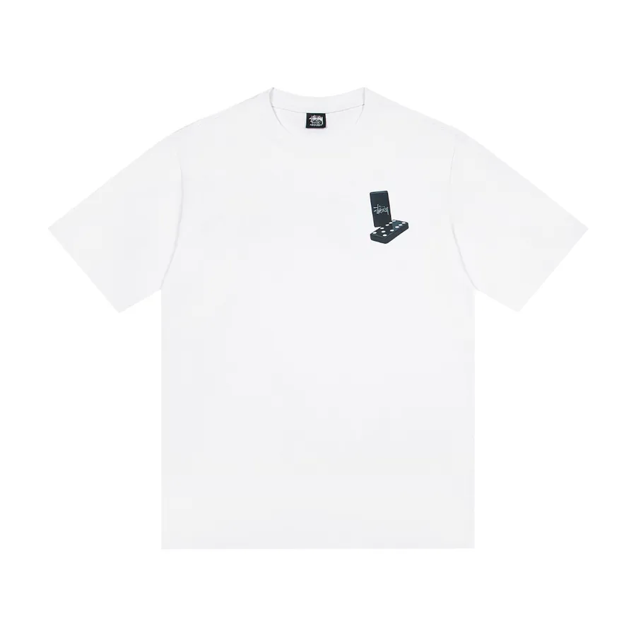 Stussy Domino Print Round Neck Short Sleeve T Shirt for Men and Women