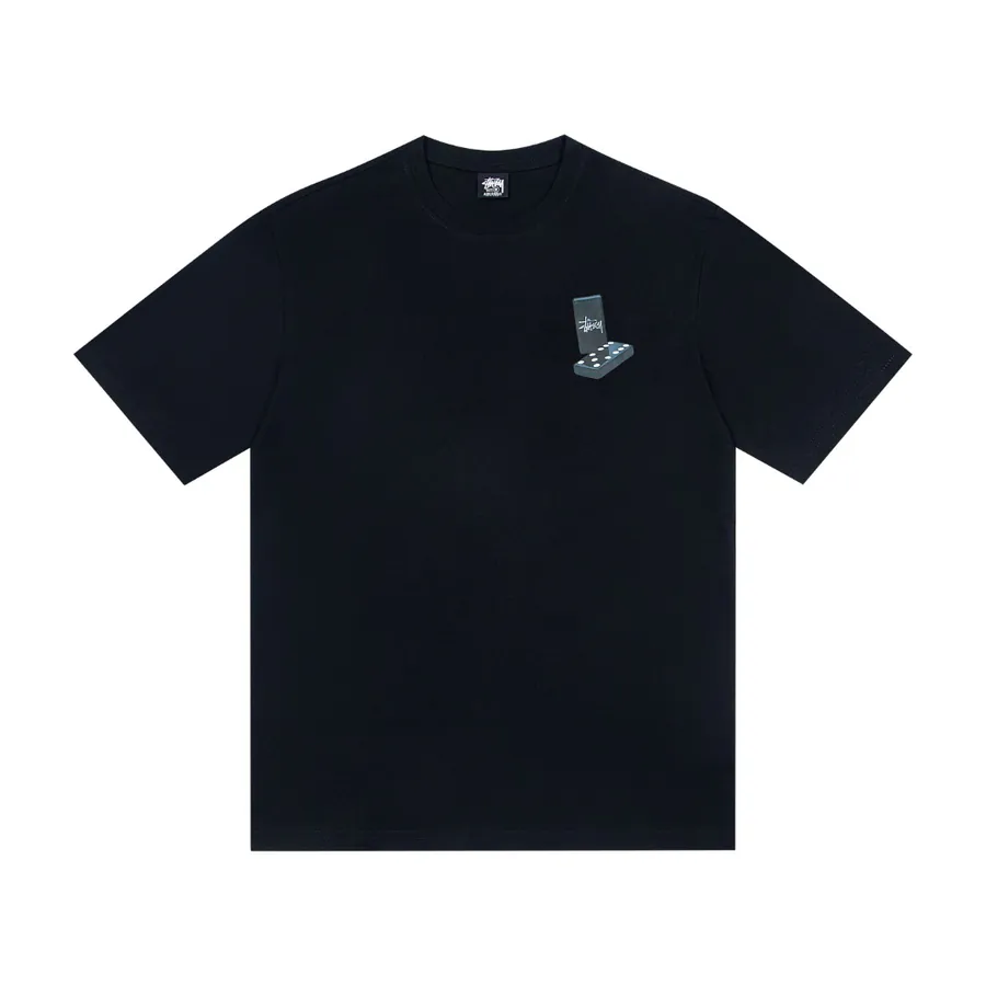 Stussy Domino Print Round Neck Short Sleeve T Shirt for Men and Women