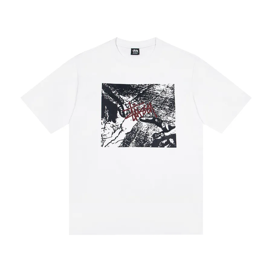 Stussy Finger Alphabet Print Round Neck Short Sleeve T Shirt