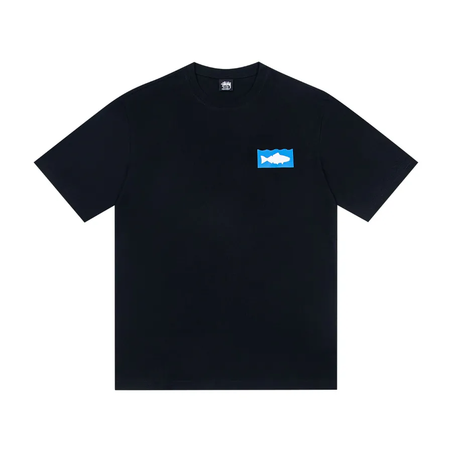 Stussy Limited Edition Summer Collection Small Fish Print Round Neck T Shirt for Men and Women