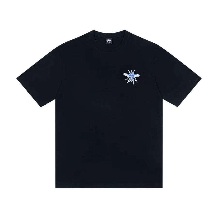 Stussy Fly Bug Print Round Neck Short Sleeve T Shirt