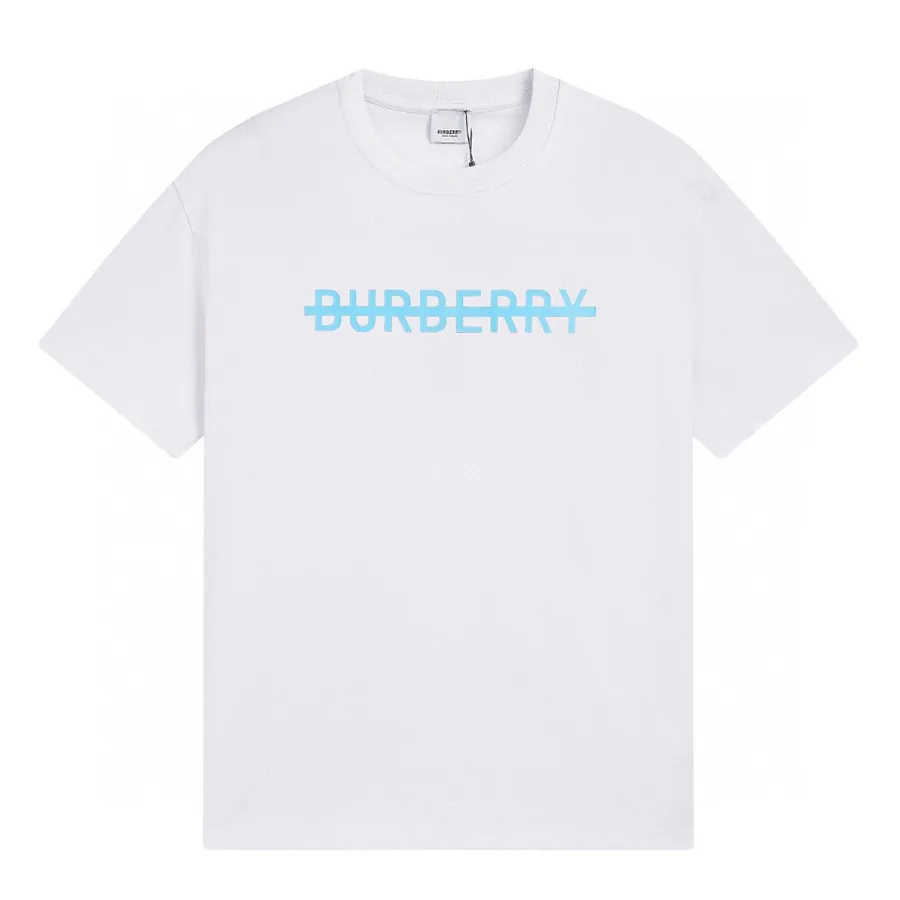 Burberry Barbour Classic Front Blue Letter Print Short Sleeve T Shirt