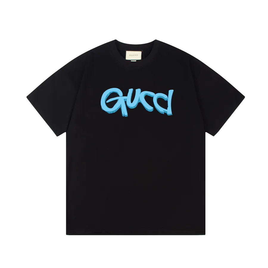 GUCCI Watercolor Graffiti Letter Print T Shirt