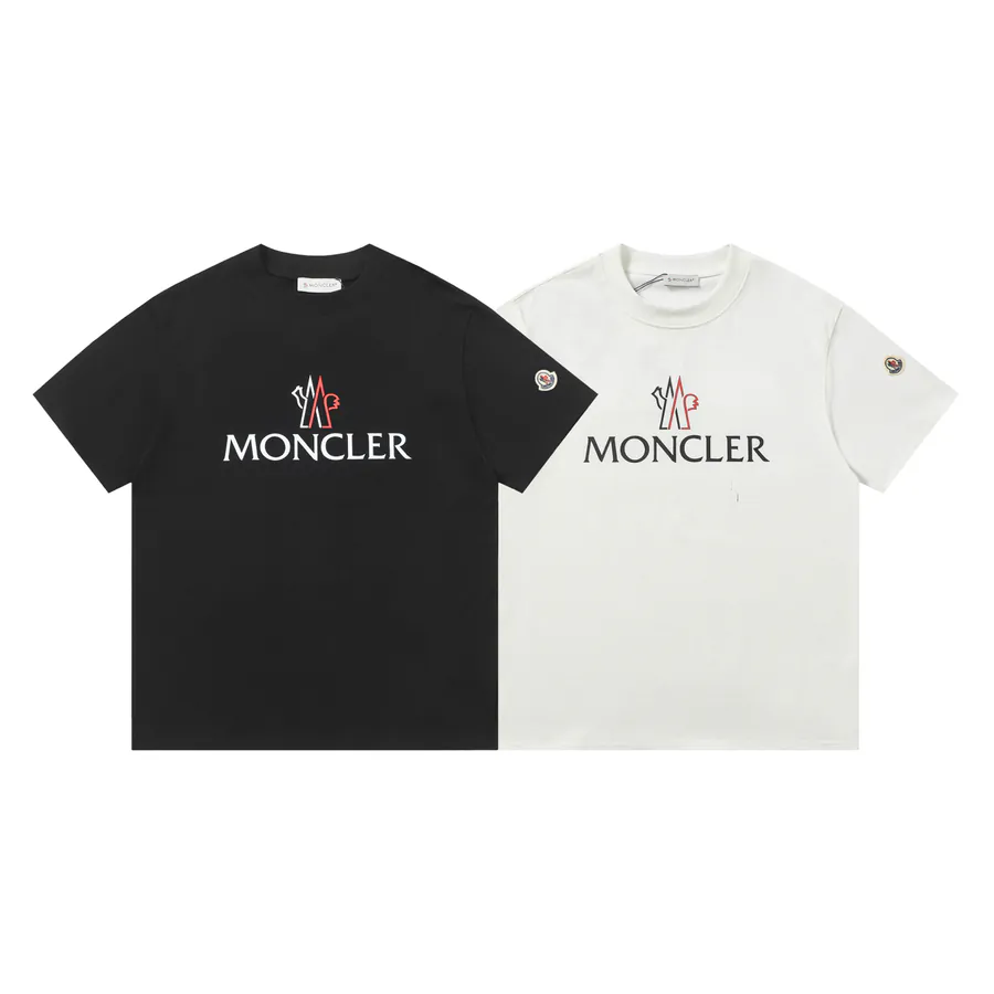 Moner 2025 New Red and White Letter Print T Shirt