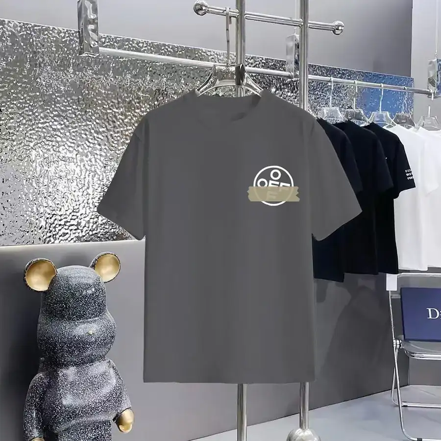 OFF Print Round Neck Short Sleeve T Shirt in 140 Version