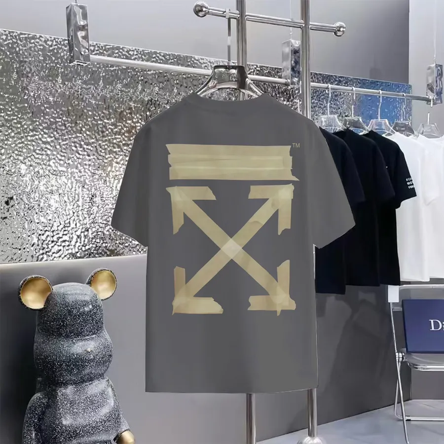 OFF Print Round Neck Short Sleeve T Shirt in 140 Version