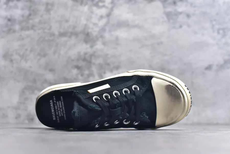 BALENCIAGA Paris Worn Effect Casual Low Top Canvas Sneakers