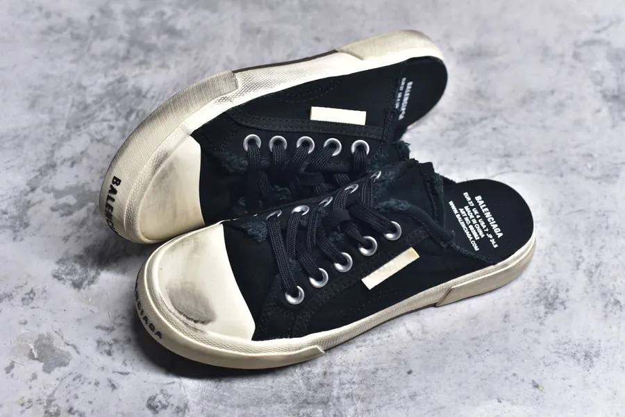 BALENCIAGA Paris Worn Effect Casual Low Top Canvas Sneakers