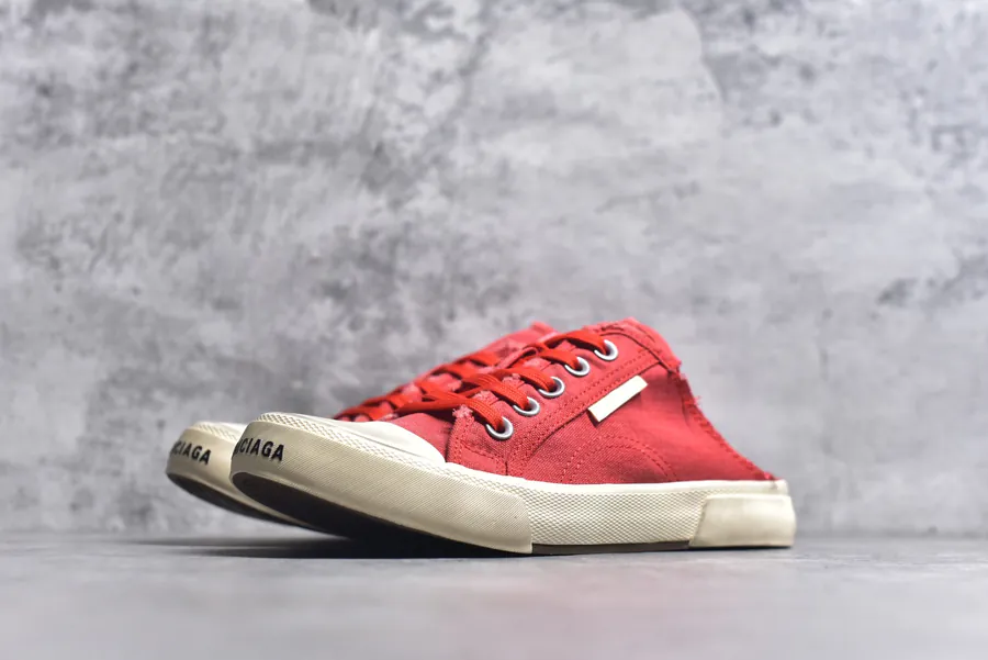 BALENCIAGA Paris Worn Effect Casual Low Top Canvas Sneakers