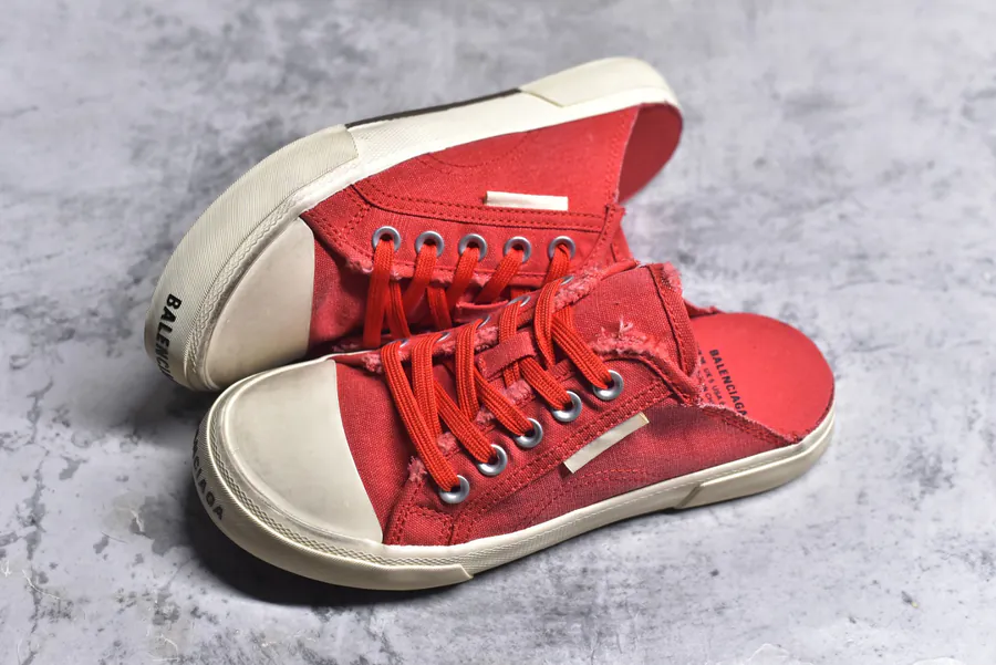 BALENCIAGA Paris Worn Effect Casual Low Top Canvas Sneakers