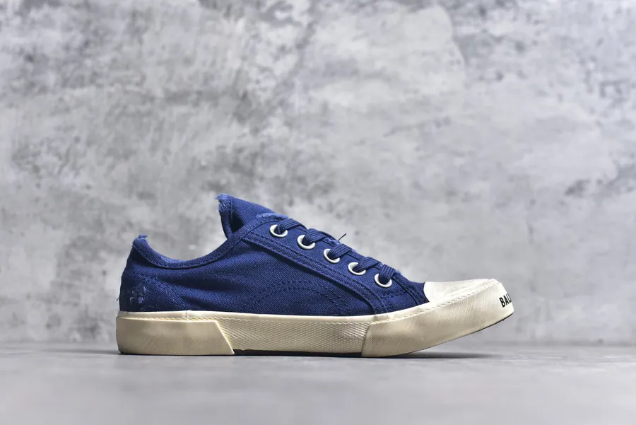 BALENCIAGA Paris Worn Effect Casual Low Top Canvas Sneaker
