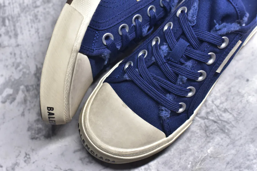 BALENCIAGA Paris Worn Effect Casual Low Top Canvas Sneaker