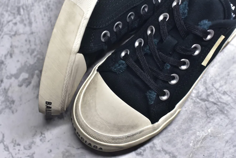 BALENCIAGA Paris Worn Effect Casual Low Top Canvas Sneakers