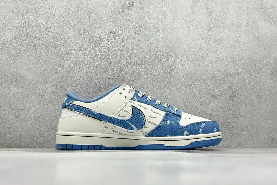 OG Version SC Nike SB Dunk Low Sup Collaboration Blue Calfskin Sneaker