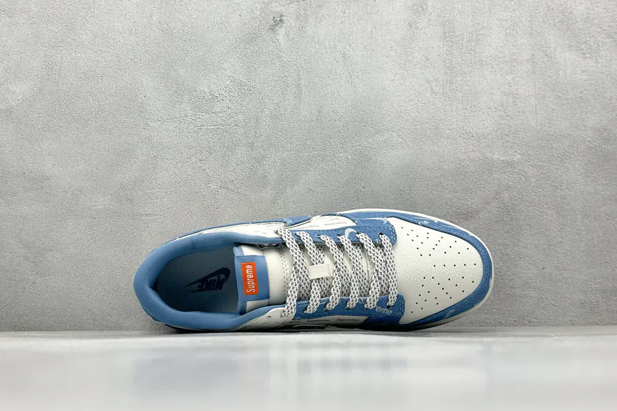 OG Version SC Nike SB Dunk Low Sup Collaboration Blue Calfskin Sneaker