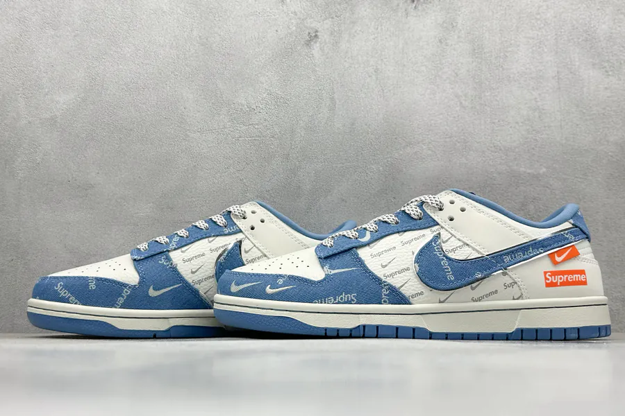 OG Version SC Nike SB Dunk Low Sup Collaboration Blue Calfskin Sneaker