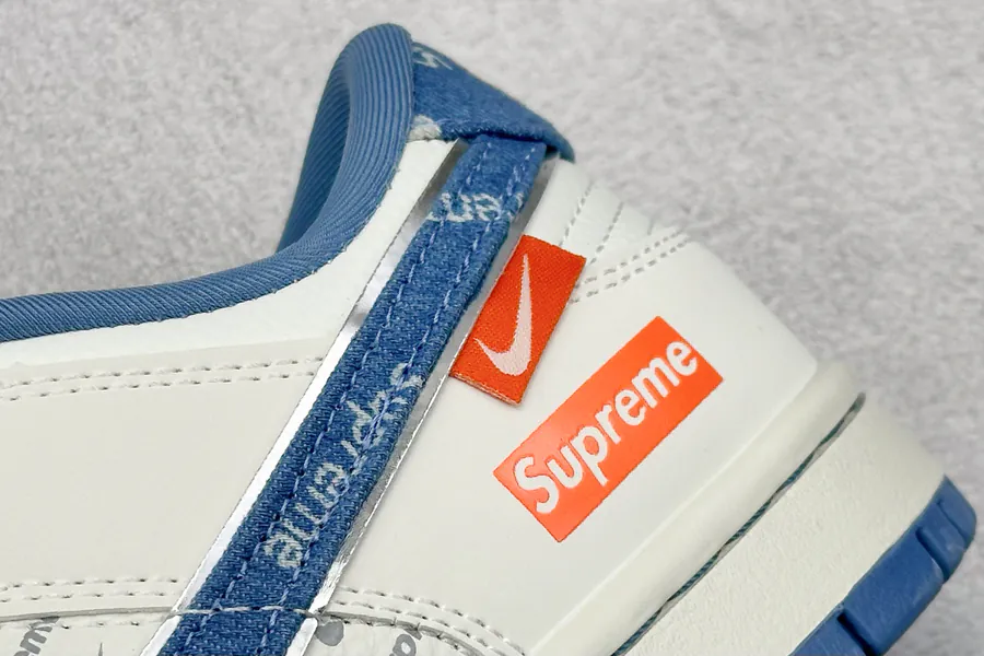OG Version SC Nike SB Dunk Low Sup Collaboration Blue Calfskin Sneaker