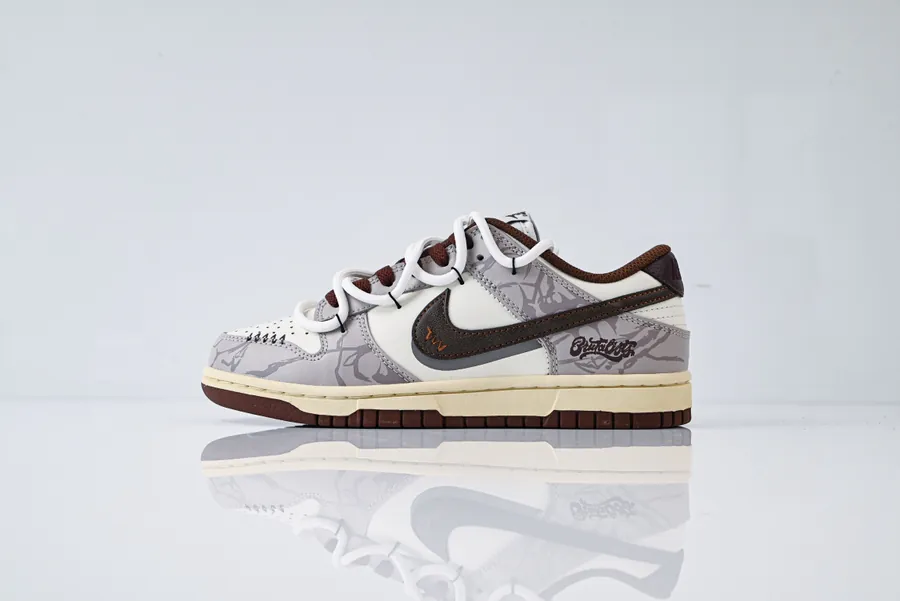 Nike Dunk Low in Brown with Cracked Grid Pattern