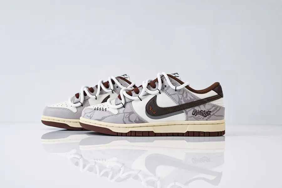 Nike Dunk Low in Brown with Cracked Grid Pattern