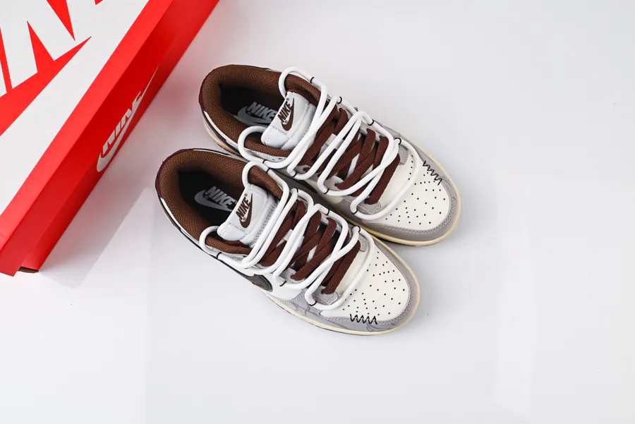 Nike Dunk Low in Brown with Cracked Grid Pattern