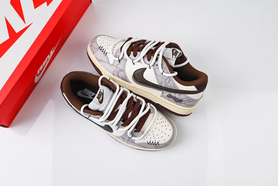 Nike Dunk Low in Brown with Cracked Grid Pattern