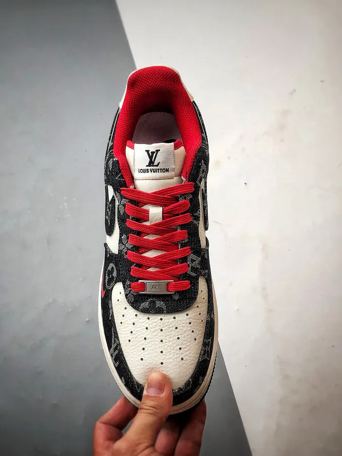 LV x Air Force 1 Low Black Red Damier Calfskin