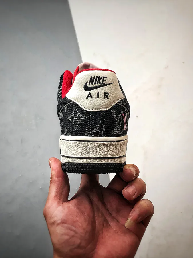 LV x Air Force 1 Low Black Red Damier Calfskin